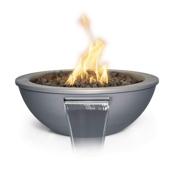 The Outdoor Plus 48 Round Sedona Fire & Water Bowl, Powder Coated Metal, Gray, Match Lit w/Flame Sense, Liquid Propane OPT-48RPCFWFSML-GRY-LP - main